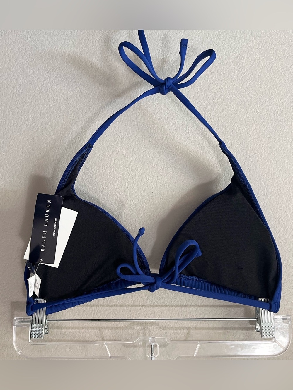 Ralph Lauren NWT Royal Blue Logo Triangle Bikini Swim Top Size Large Beach - Picture 3 of 6